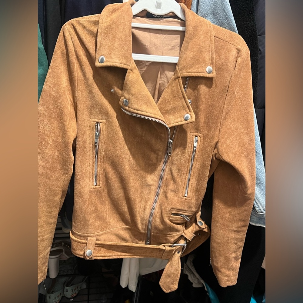 Camel Suede Moto jacket
